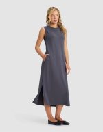 Women's Brushed Bamboo Sleeveless Midi Dress - Image 9