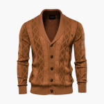 Men’s Knit Cardigan with Shawl Collar and Button Fastening