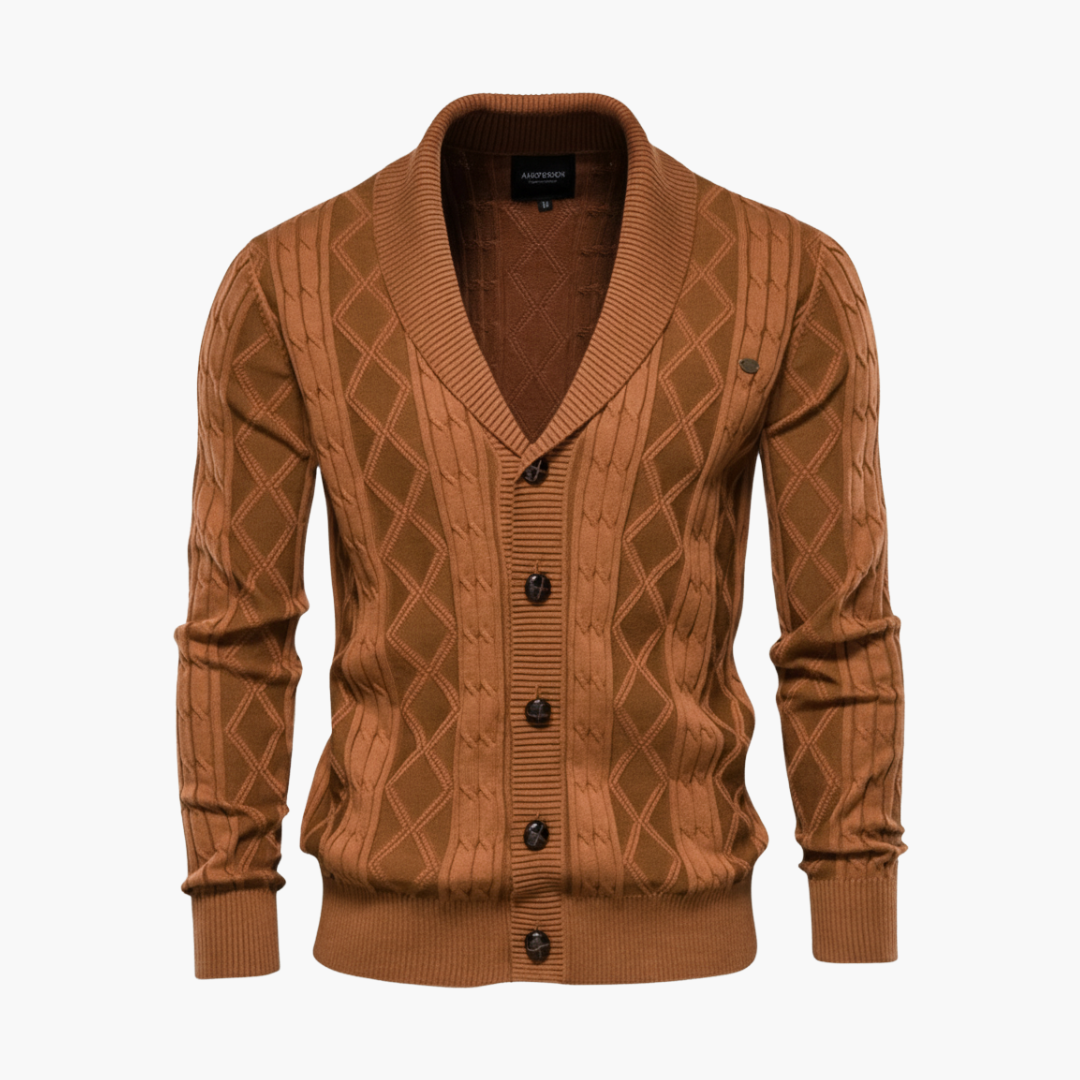 Copy_of_Mahadi_Copy_of_Untitled_Design_17.png Men’s Knit Cardigan with Shawl Collar and Button Fastening - Image 1