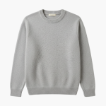 Men’s Crew Neck Knit Sweater with Ribbed Cuffs and Hem