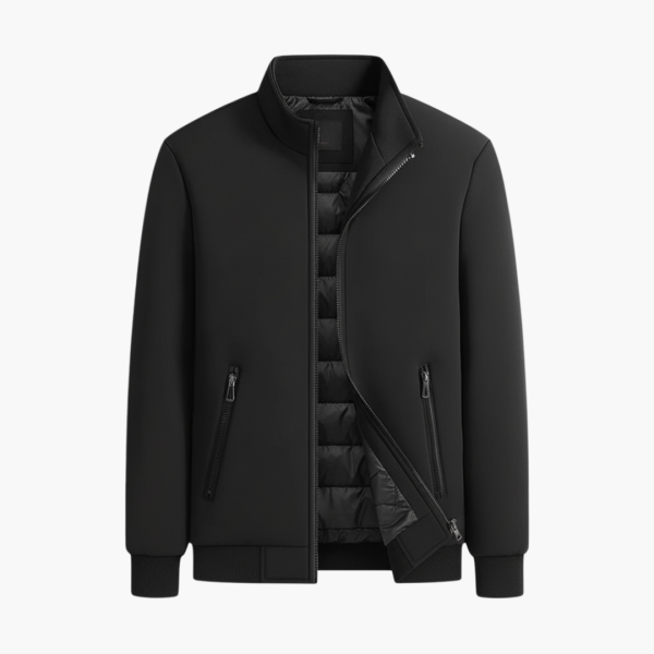 Men’s Padded Jacket with High Collar and Front Zip