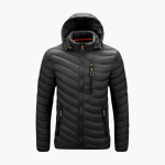 Men’s Hooded Padded Jacket with Zip Front and Side Pockets