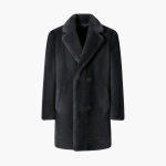 Men’s Faux Fur Coat with Lapel Collar and Button Front