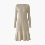 Women’s Knitted Dress with Long Sleeves and Side Buttons