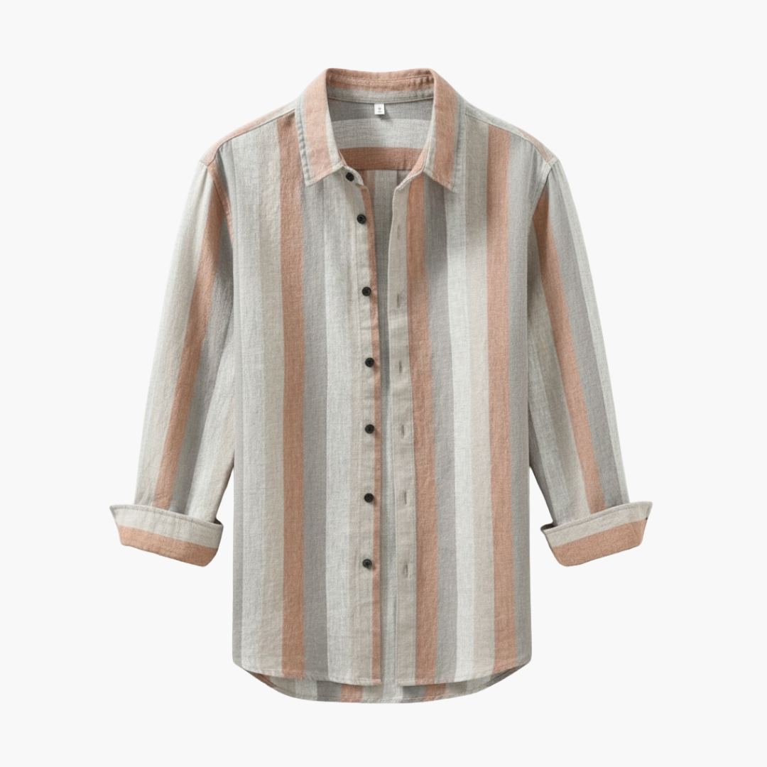 Copy_of_Mahadi_Copy_of_Untitled_Design_49.png Men’s Striped Shirt with Button Front and Long Sleeves - Image 1