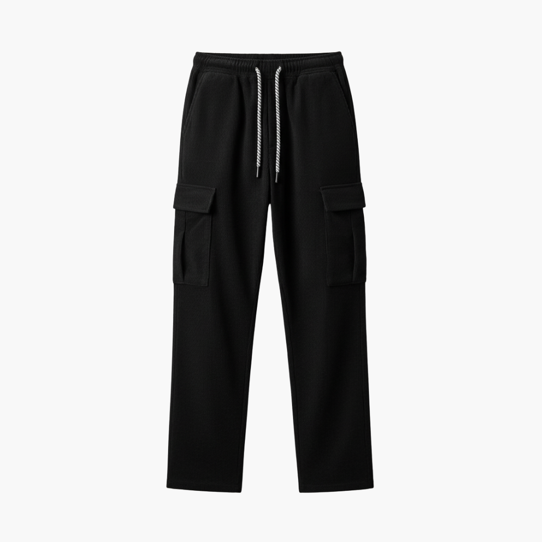 Copy_of_Mahadi_Copy_of_Untitled_Design_8.png Men’s Corduroy Cargo Trousers with Drawstring Waist and Side Pockets - Image 1