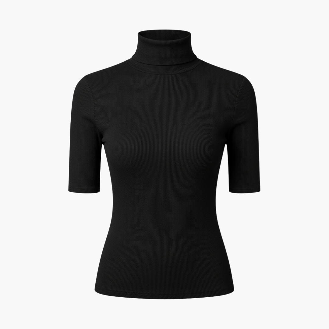 Copy_of_Mahadi_Copy_of_Untitled_Design_9.png Women’s Short-Sleeve Turtleneck Top with Slim Fit - Image 1