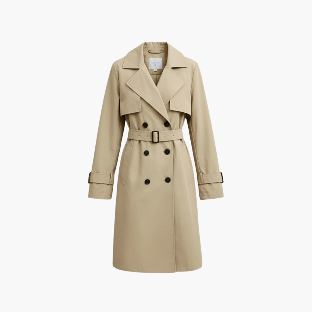 Copy_of_Untitled_Design_8.png Women’s Knee Length Trench Coat with Belt - Image 1