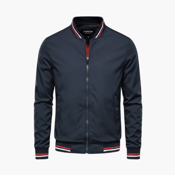 Men’s Bomber Jacket with Stripe Trim and Zip Closure
