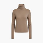 Women's Turtleneck Sweater with Ribbed Neck and Long Sleeves