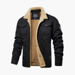 Men's Lined Bomber Jacket with Sherpa Collar and Inner Fleece