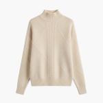 Women’s Turtleneck Sweater with Textured Knit and Long Sleeves