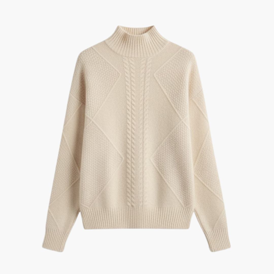 Copy_of_Wilfred_Smith_13.png Women’s Turtleneck Sweater with Textured Knit and Long Sleeves - Image 1