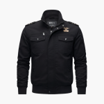 Men’s Military Bomber Jacket with Zip Closure and Front Pockets