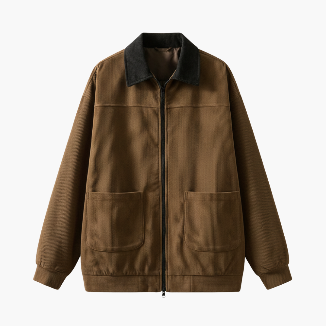 Copy_of_Wilfred_Smith_17_2b62ceb8-fde5-4deb-89b6-1c029c353731.png Men’s Vintage Bomber Jacket with Zip Closure and Front Pockets - Image 1