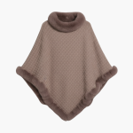 Women’s Knit Poncho with Faux Fur Trim and Oversized Fit
