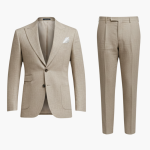 Men’s Two-Piece Suit with Notch Lapel and Flat-Front Trousers