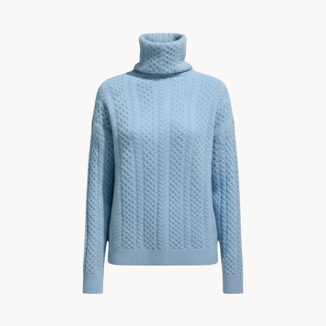 Copy_of_Wilfred_Smith_20_f5fed0f8-296d-41d3-842e-cfdf76766958.png Women’s Turtleneck Sweater with Cable Knit - Image 1