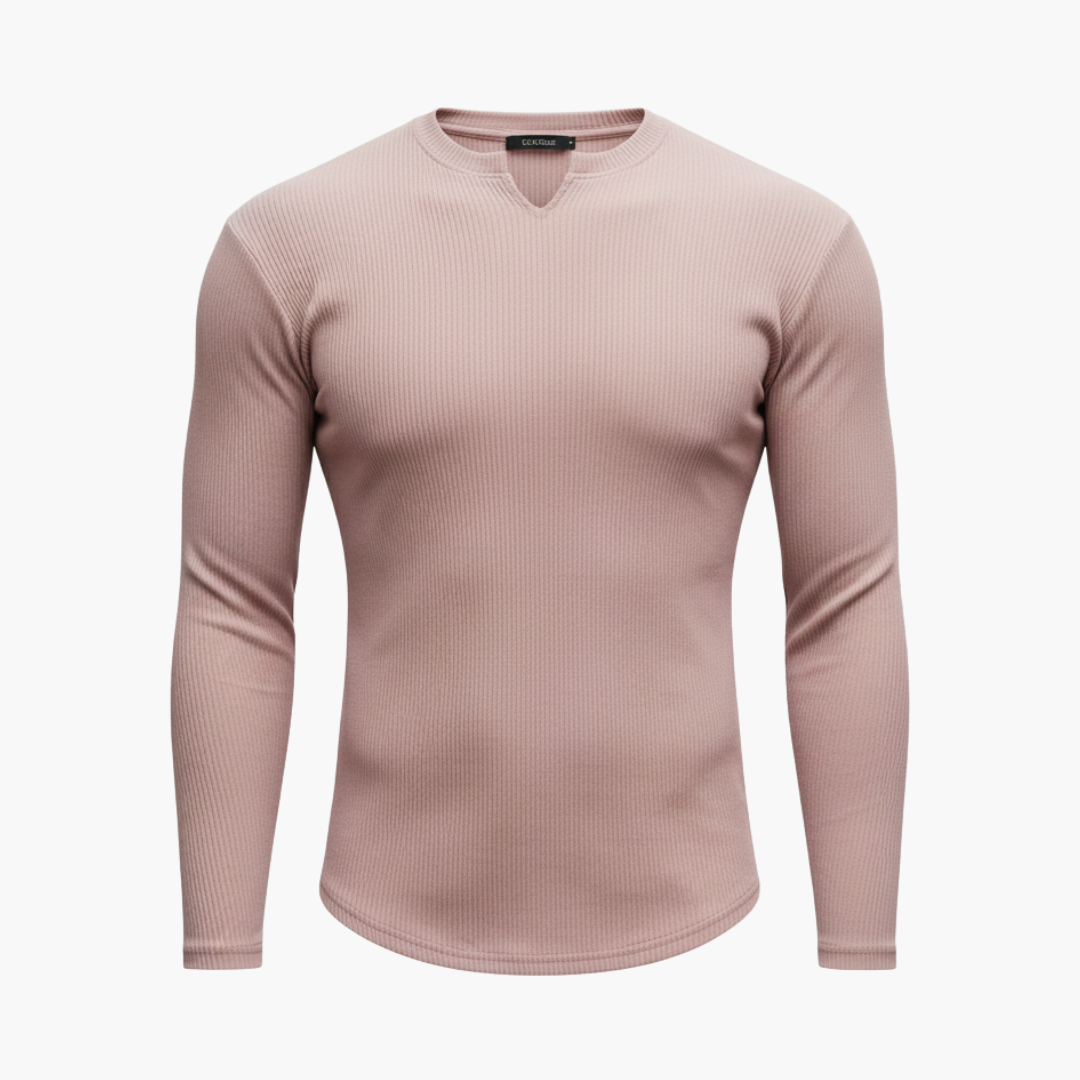Copy_of_Wilfred_Smith_21_6411c4f0-cae3-4a9d-915c-5bbb5e33ab16.png Men’s Sweater with Ribbed Texture and Slim Fit - Image 1