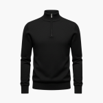 Men’s Zip Jumper with Stand Collar and Ribbed Hem