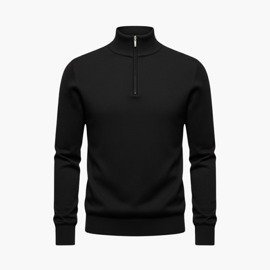 Copy_of_Wilfred_Smith_23_9042cd5e-0440-4cb6-83c8-e307fd8ef267.png Men’s Zip Jumper with Stand Collar and Ribbed Hem - Image 1