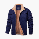 Men’s Sherpa Jacket with Button Closure and Structured Fit