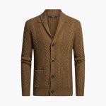 Men’s Knit Cardigan with Shawl Collar and Jacquard Pattern