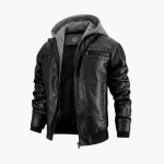 Men’s Hooded Jacket with Zip Closure and Ribbed Cuffs