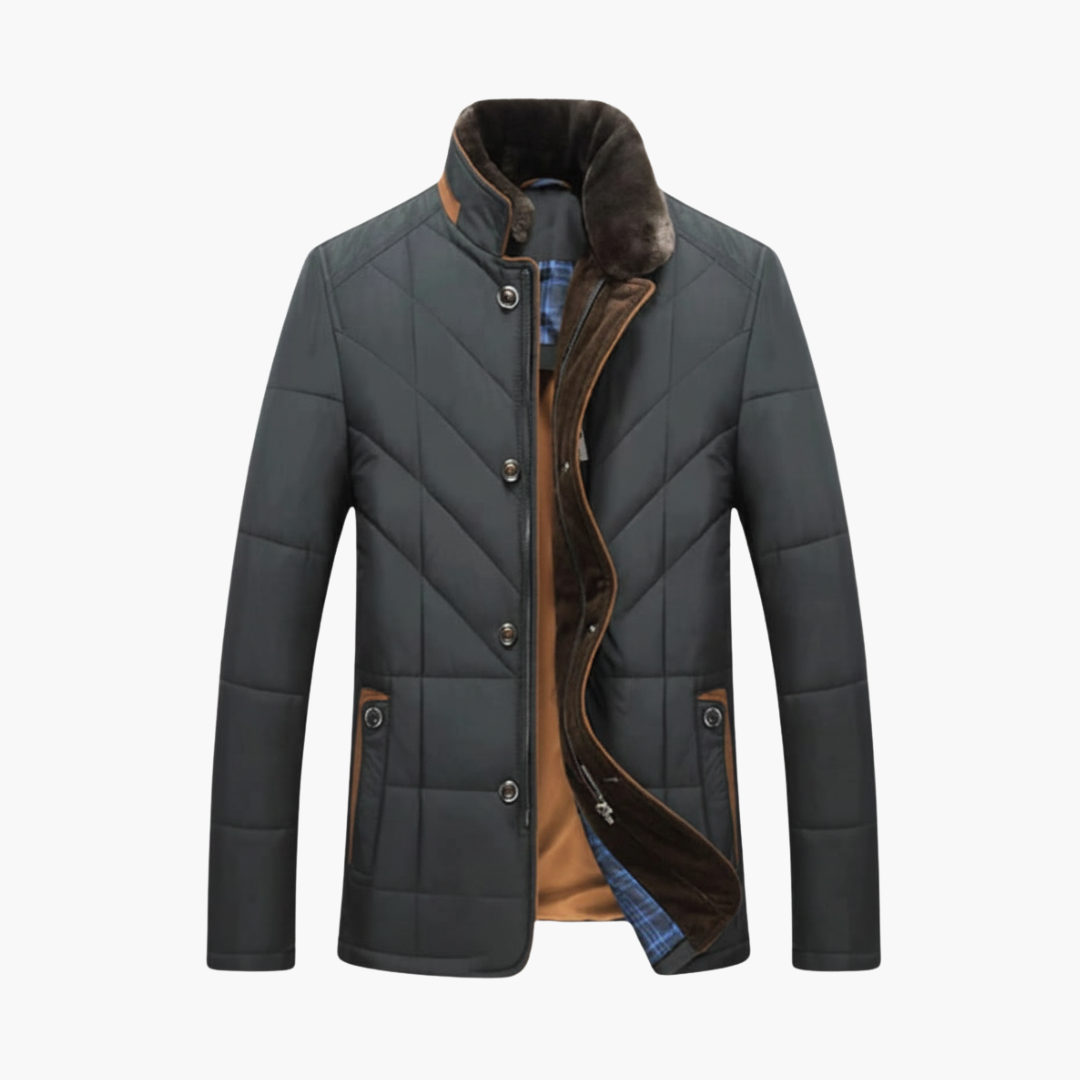 Copy_of_Wilfred_Smith_31_025779e0-c0de-455c-bdd0-e28fe7943251.png Men’s Padded Jacket with Stand Collar and Dual Closure - Image 1