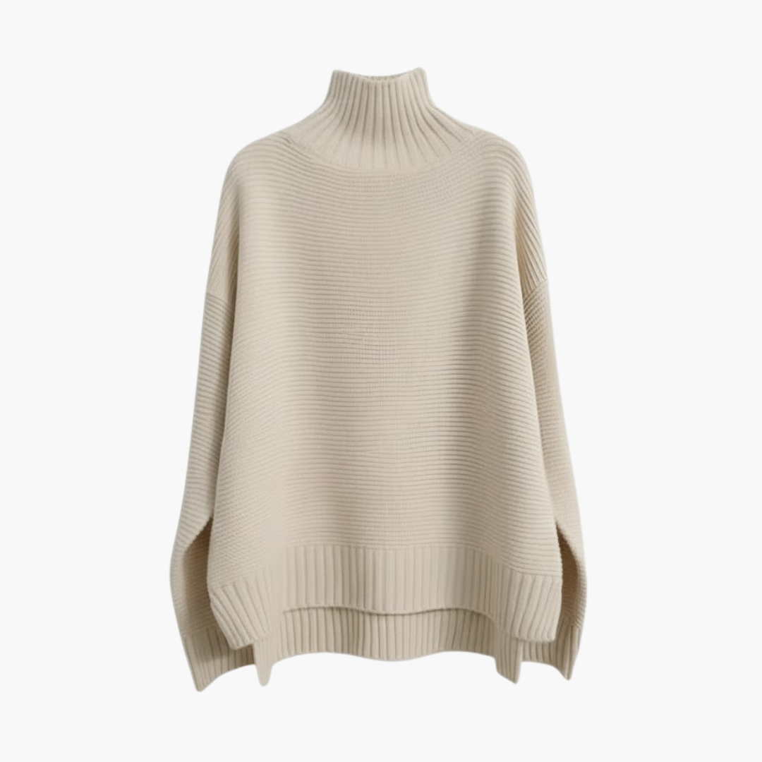 Copy_of_Wilfred_Smith_34.png Women’s Turtleneck Knit Sweater with Ribbed Surface and Relaxed Hem - Image 1