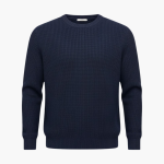 Men’s knit crewneck sweater featuring a ribbed surface