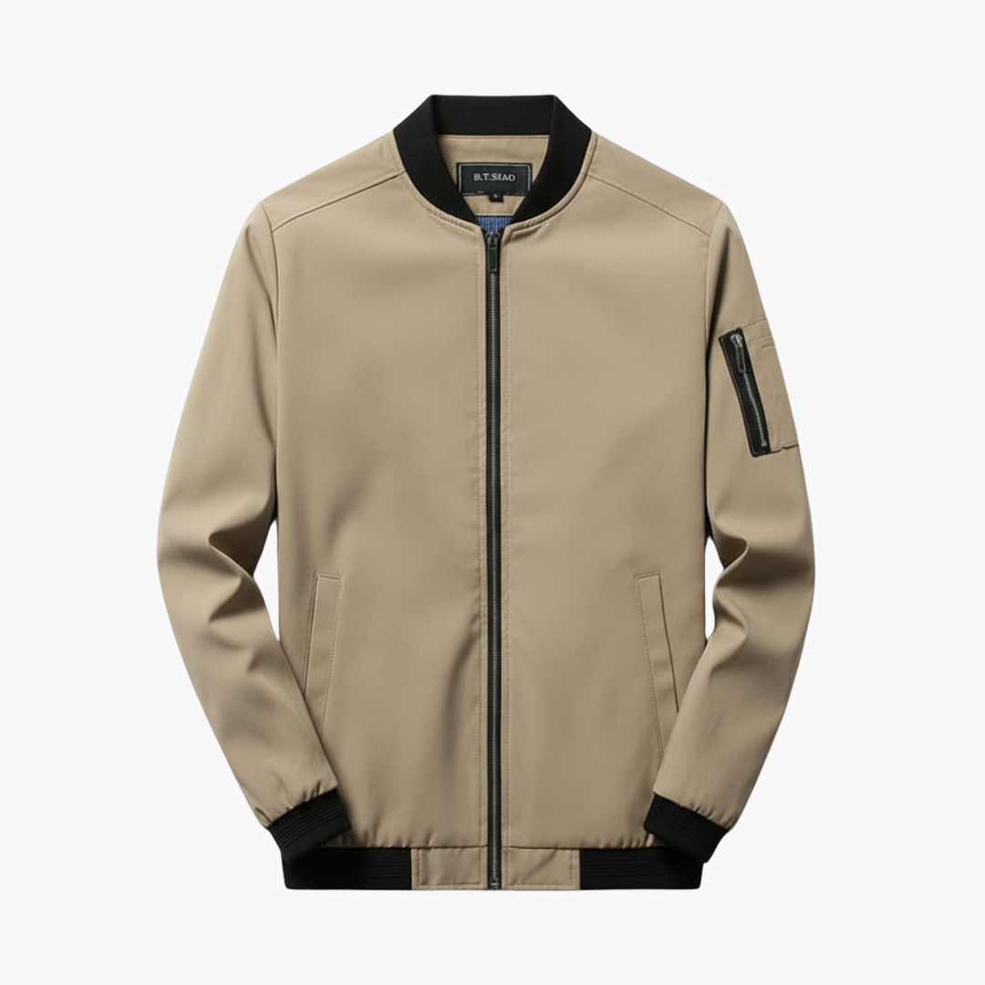 Copy_of_Wilfred_Smith_35_8d058d9c-e0ee-4638-8a83-aacc0ac29285.png Men’s Bomber Jacket with Zip Front and Ribbed Hem - Image 1