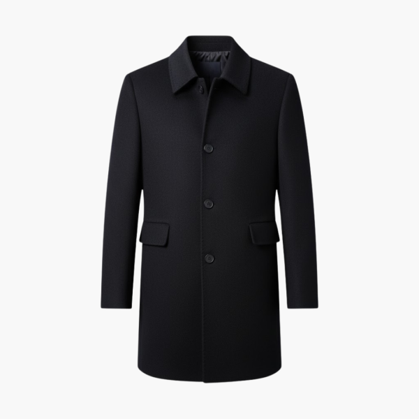 Men’s Coat with Button Closure and Classic Collar