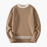 Men's Crewneck Sweater with Ribbed Hem and Cuffs