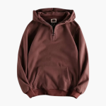 Men's Half-Zip Hoodie with Front Pocket and Ribbed Cuffs