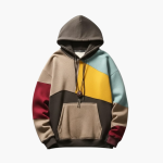 Men's Hoodie with Patchwork Panels and Front Pocket