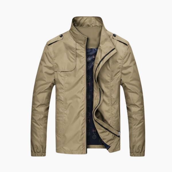 Men’s Jacket with Standing Collar and Zip Front