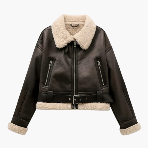 Women’s Zip Jacket with Belted Hem and Inner Lining