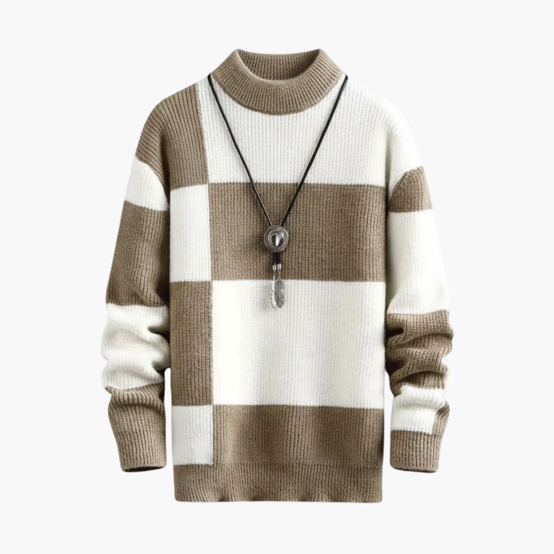 Copy_of_Wilfred_Smith_51.png Men's Sweater with Structured Knit and Block Pattern - Image 1