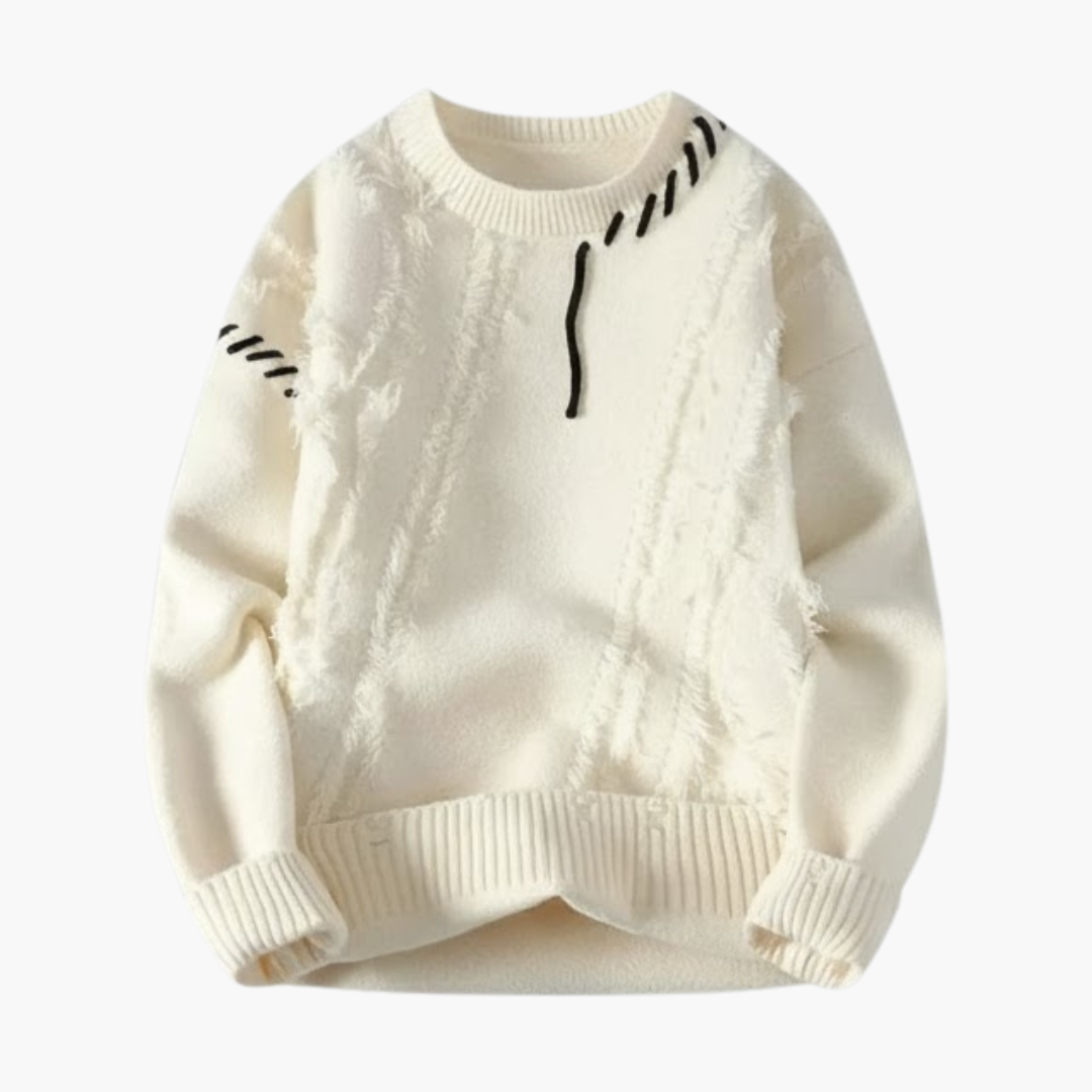 Copy_of_Wilfred_Smith_52.png Men's Sweater with Textured Surface and Ribbed Edges - Image 1