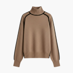 Women’s Turtleneck Sweater with Ribbed Collar and Contrast Trim
