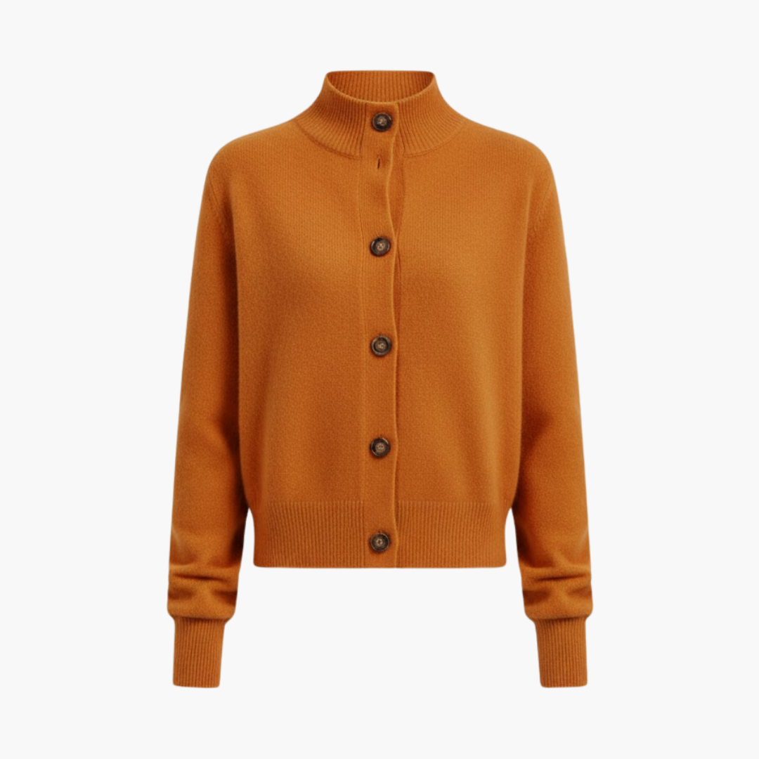 Copy_of_Wilfred_Smith_59.png Women’s Cardigan with Button Front and High Neckline - Image 1