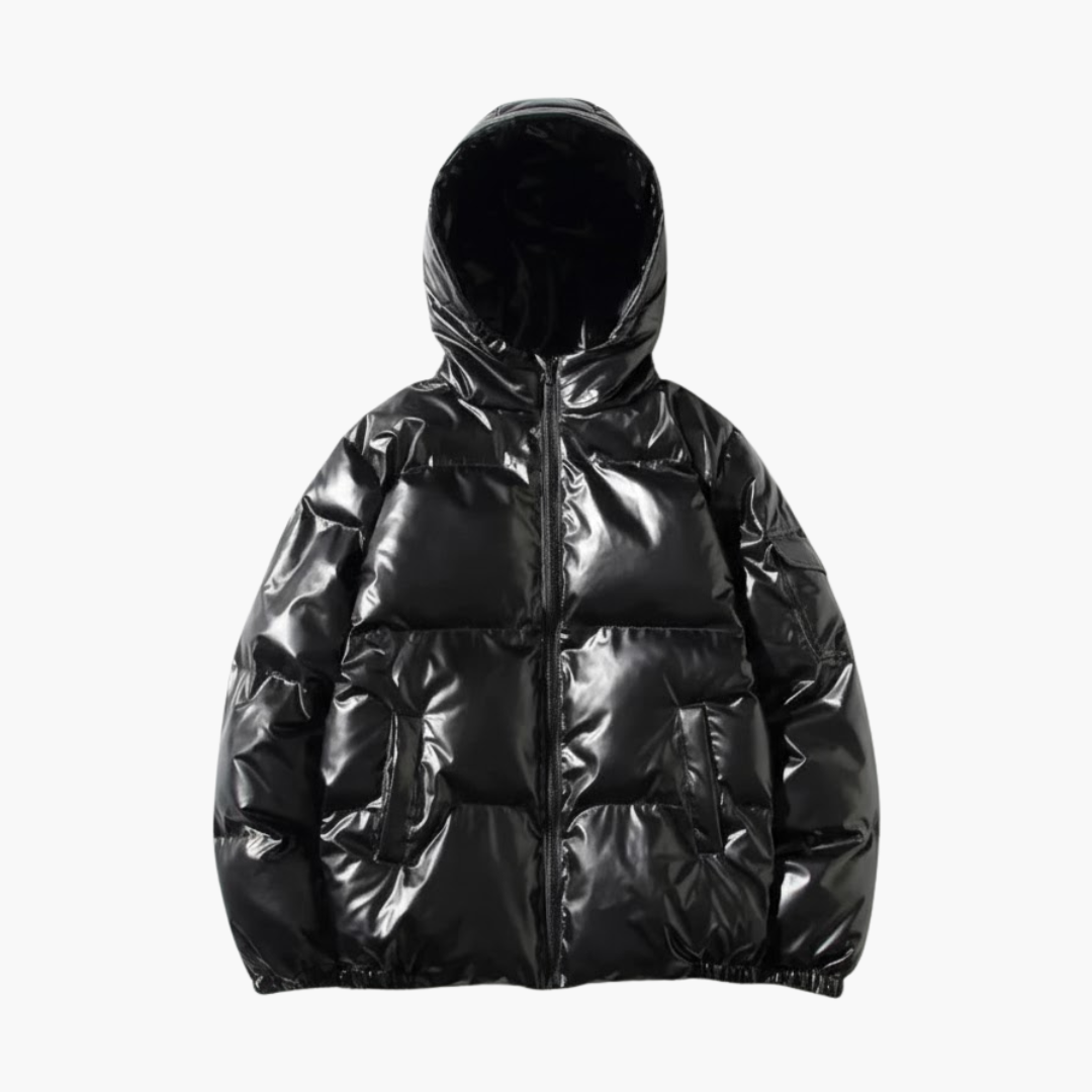 Copy_of_Wilfred_Smith_59_1aa6b3c6-c3ef-420c-9f30-3797fc8947f4.png Men’s Metallic Puffer Jacket with Hood - Image 1