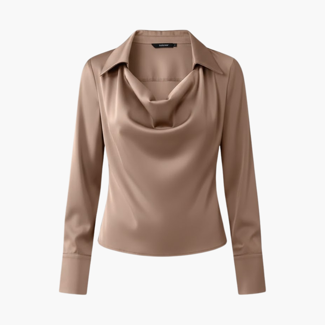 Copy_of_Wilfred_Smith_60.png Women’s Blouse with Cowl Neck and Long Sleeves - Image 1