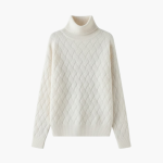 Women’s Turtleneck Sweater with Woven Knit Surface
