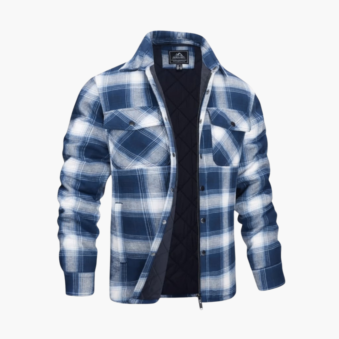 Copy_of_Wilfred_Smith_62_32dceea5-db09-4a7c-9a65-b1fe7f266542.png Men’s Plaid Button Up Jacket with Quilted Lining - Image 1