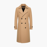 Men’s Trench Coat with Double Row Buttons and Structured Long Fit