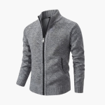 Men’s Knit Jacket with Zipper and Ribbed Collar