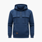 Men's Hoodie with Half-Zip and Front Pockets
