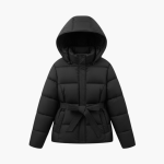 Women’s Quilted Jacket with Hood and Belt
